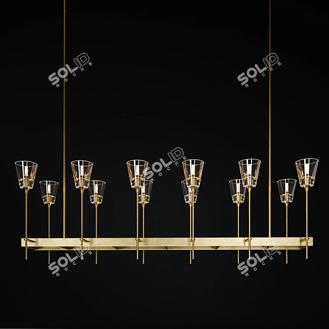 Glass Torch Linear Chandelier: Elegant Lighting Solution 3D model image 1