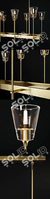 Glass Torch Linear Chandelier: Elegant Lighting Solution 3D model image 2