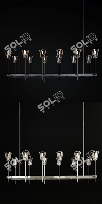 Glass Torch Linear Chandelier: Elegant Lighting Solution 3D model image 3