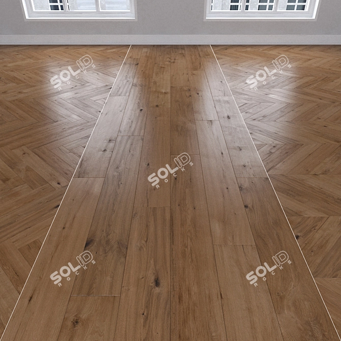 Bronze Oak Parquet: Herringbone, Linear & Chevron 3D model image 1