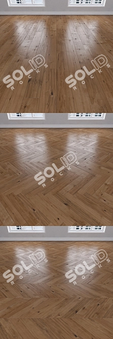 Bronze Oak Parquet: Herringbone, Linear & Chevron 3D model image 2