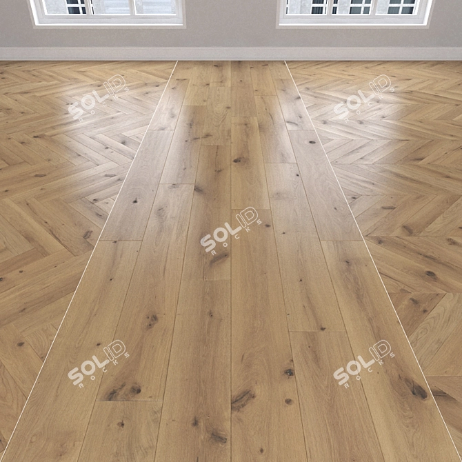 Oak Parquet: Herringbone, Linear, & Chevron 3D model image 1