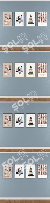 Modern Wall Art Set with Frame Options 3D model image 3