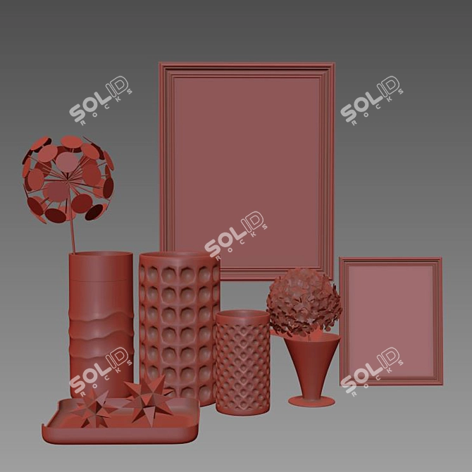 Golden Vases with Glass Displacement Modifier 3D model image 3