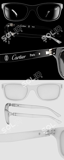 Stylish Cartier Glasses Set 3D model image 3