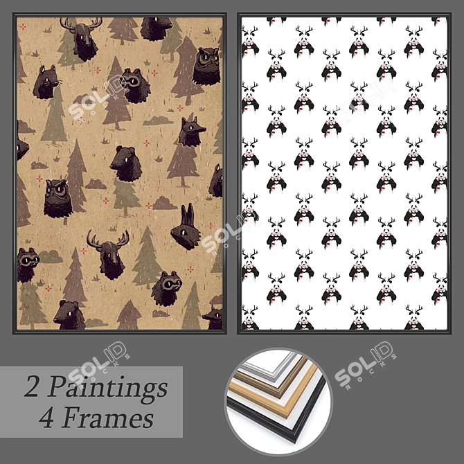 Modern Wall Art Set No. 557 3D model image 1