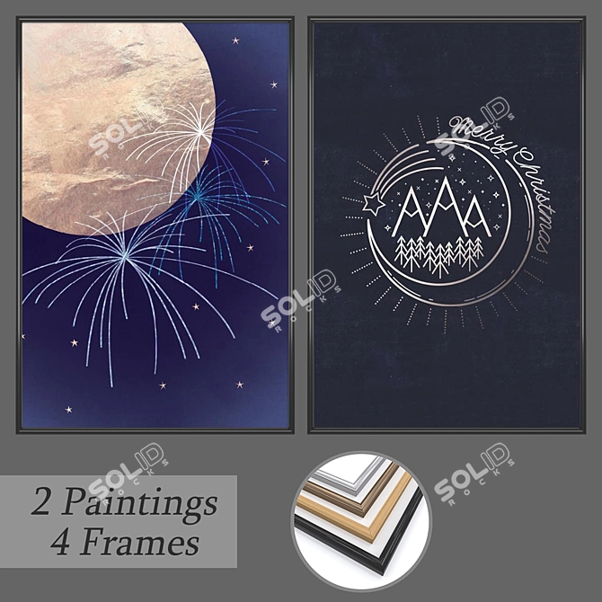 Mixed Frame Wall Painting Set 3D model image 1