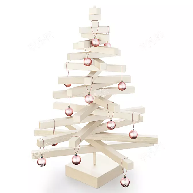 Wooden Christmas Tree: Organic Holiday Decor 3D model image 1