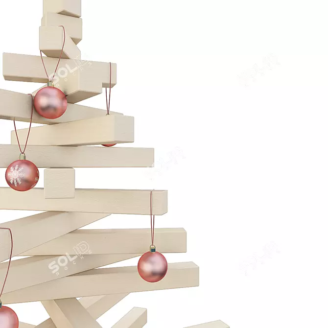 Wooden Christmas Tree: Organic Holiday Decor 3D model image 2