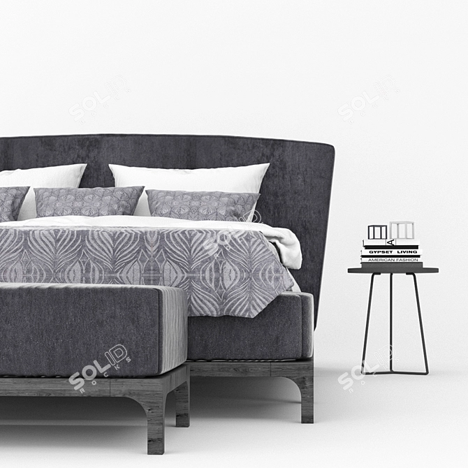 Contemporary King Size Bed Set 3D model image 3