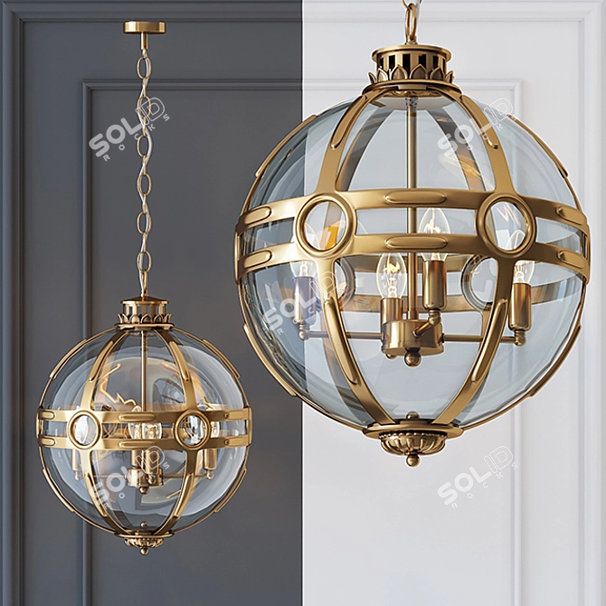 Title: Eichholtz Lantern Hagerty Brass Chandelier 3D model image 1