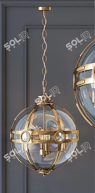 Title: Eichholtz Lantern Hagerty Brass Chandelier 3D model image 2