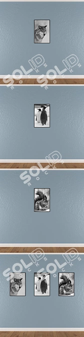 Modern Wall Painting Set 3D model image 3