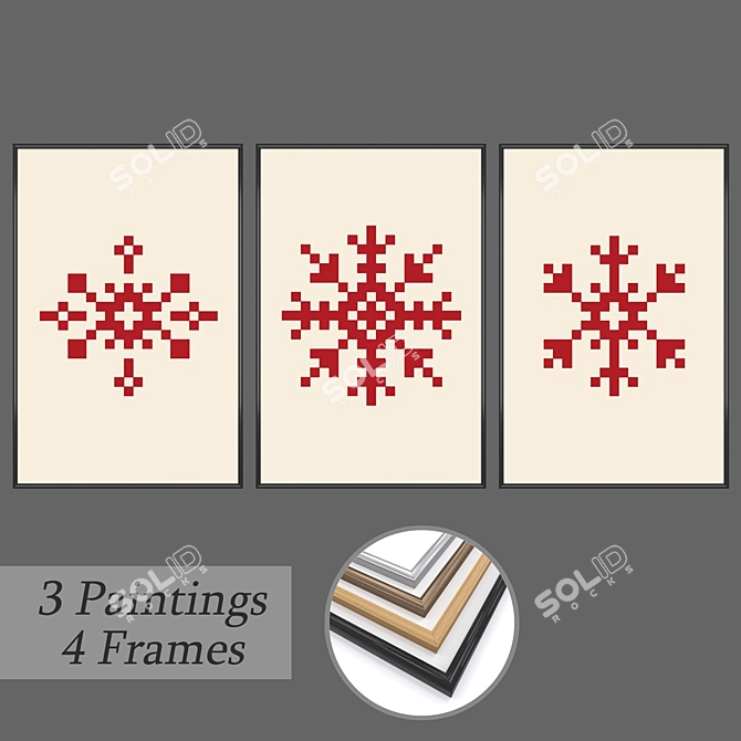 Modern Wall Art Set with Multiple Frame Options 3D model image 1