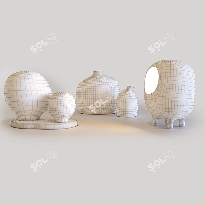 Elegant Decor Set: Sculpture, Vases & Lantern 3D model image 2