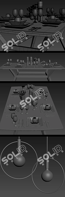 Sleek Ibis Dining Chair Set 3D model image 3