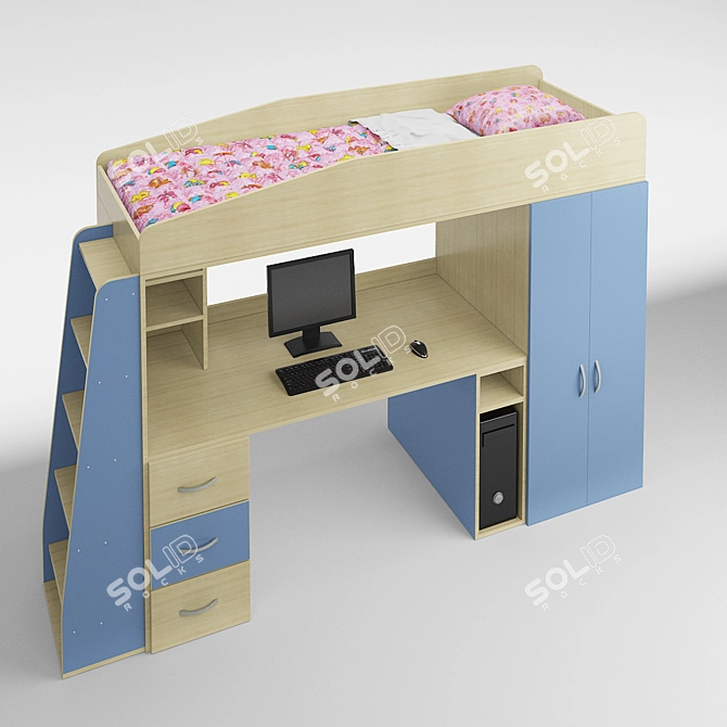 Legend1 Loft Bed 3D model image 2