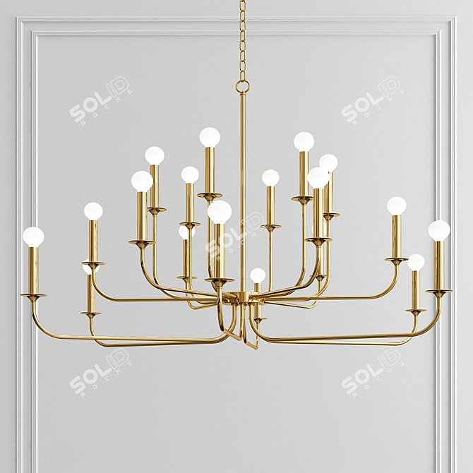 Antique Silver 2-tier Chandelier 3D model image 1