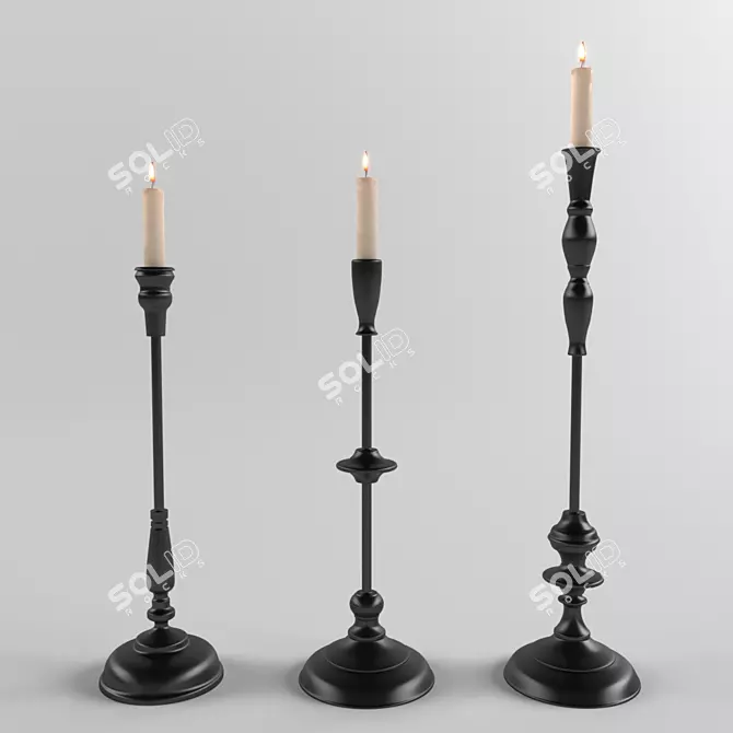 Gorgeous Ripple Candleholders Set 3D model image 1