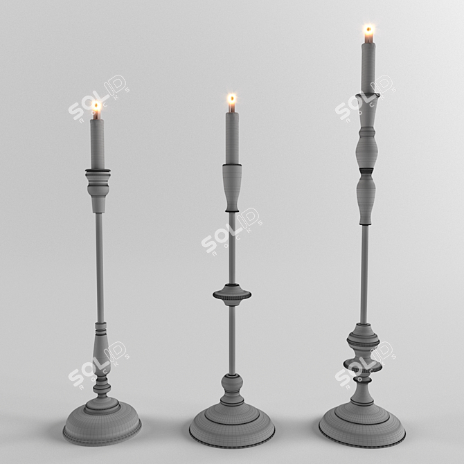 Gorgeous Ripple Candleholders Set 3D model image 2