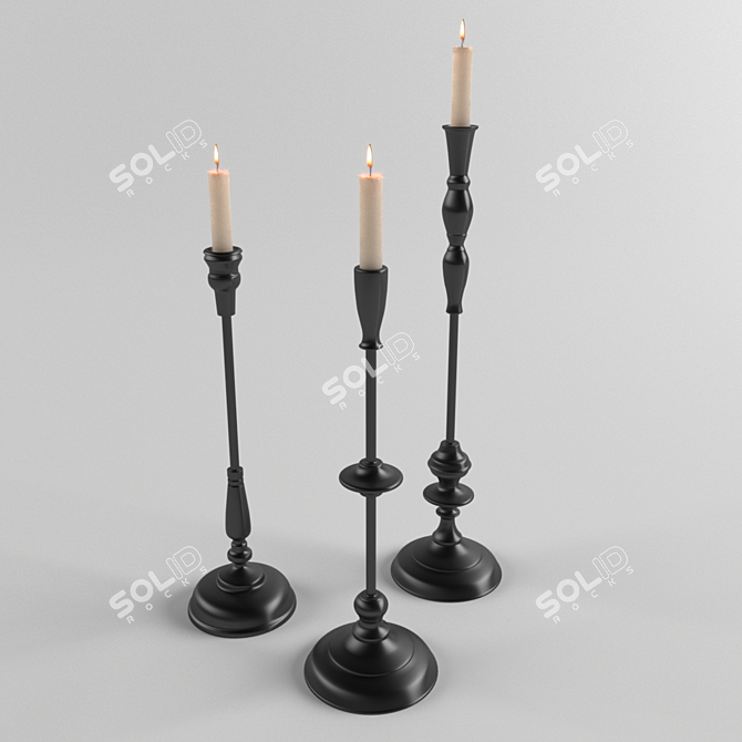 Gorgeous Ripple Candleholders Set 3D model image 3