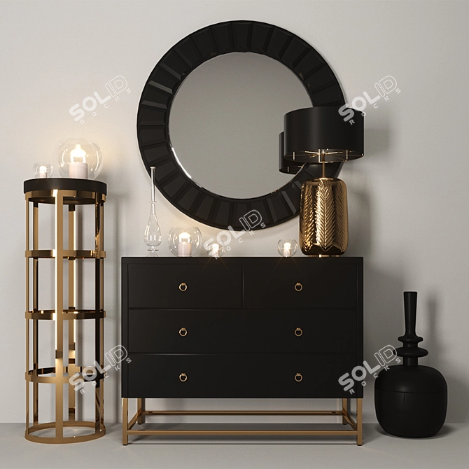 Glamour Gold Home Decor Set 3D model image 1