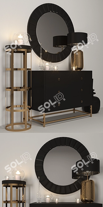 Glamour Gold Home Decor Set 3D model image 2