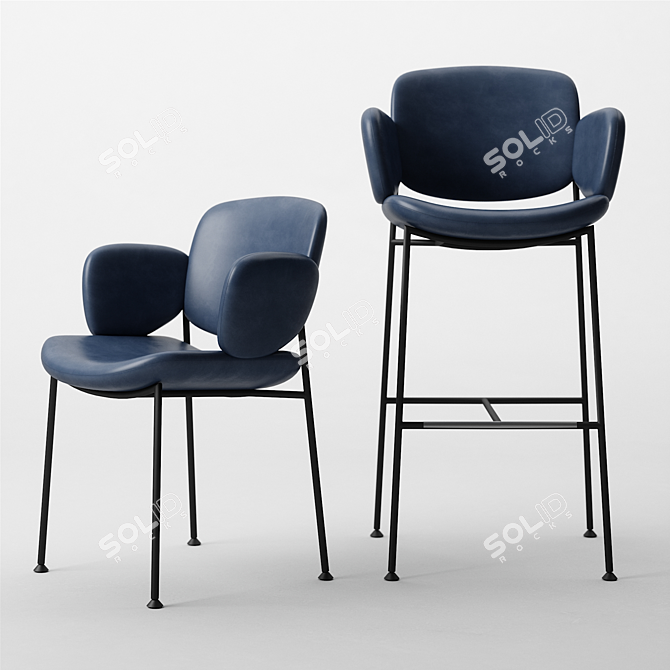 Modern Comfort: Arrmet Macka Armchair & Stool 3D model image 2