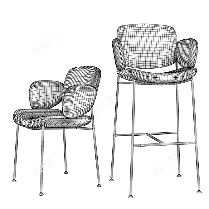 Modern Comfort: Arrmet Macka Armchair & Stool 3D model image 11