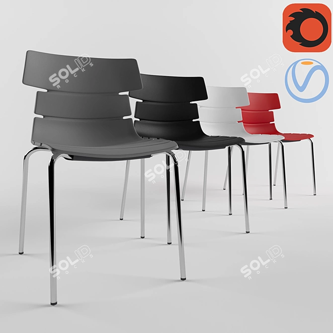 Modern Chrome Breakout Chair - Multiple Colors 3D model image 1