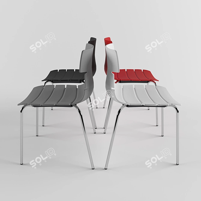 Modern Chrome Breakout Chair - Multiple Colors 3D model image 2