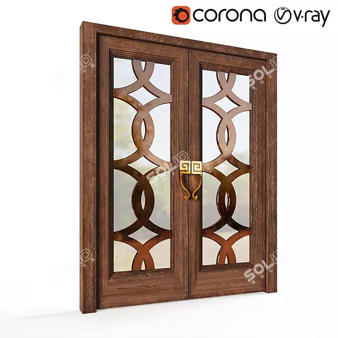 Rustic Wooden Door 3D model image 1