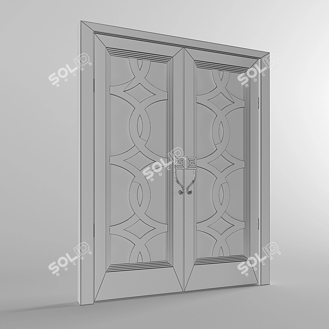 Rustic Wooden Door 3D model image 2