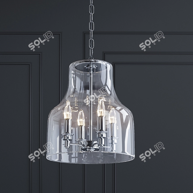 Prague Modern Metal & Glass Pendant 3D model image 1