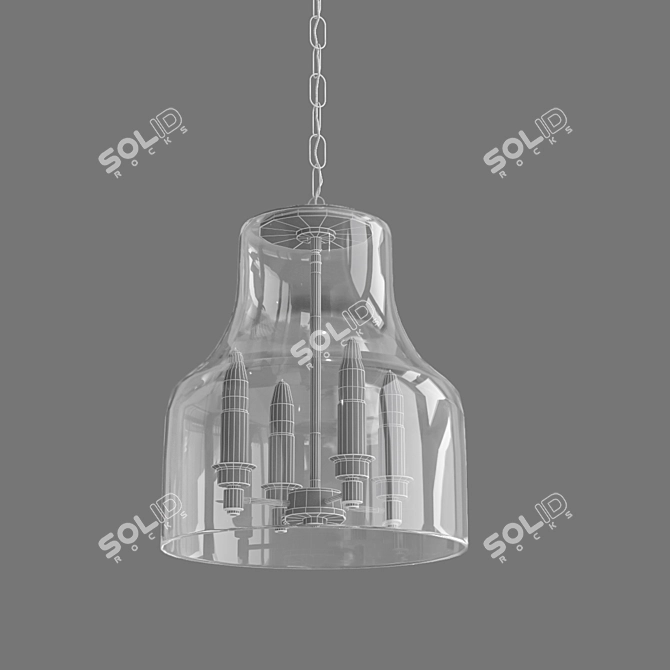 Prague Modern Metal & Glass Pendant 3D model image 2