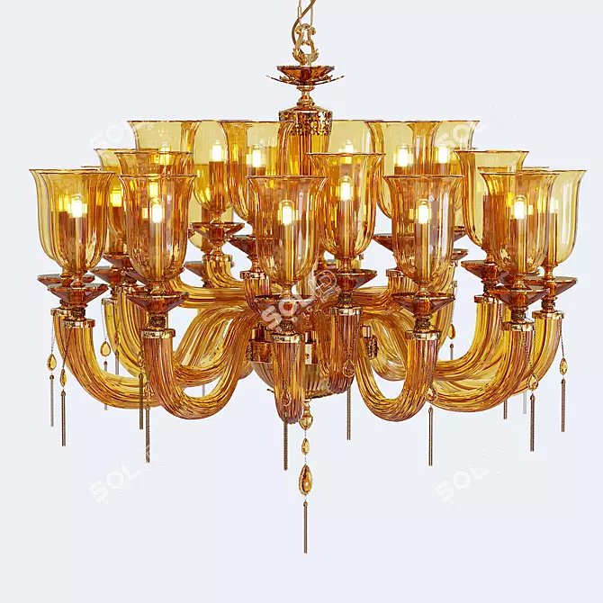 Julienne Amber Glass Chandelier - Euroluce 3D model image 1