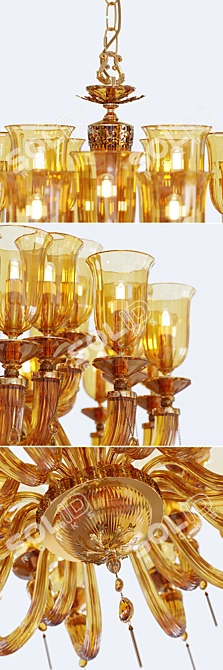 Julienne Amber Glass Chandelier - Euroluce 3D model image 2