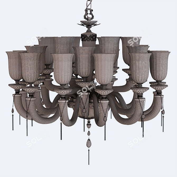 Julienne Amber Glass Chandelier - Euroluce 3D model image 3