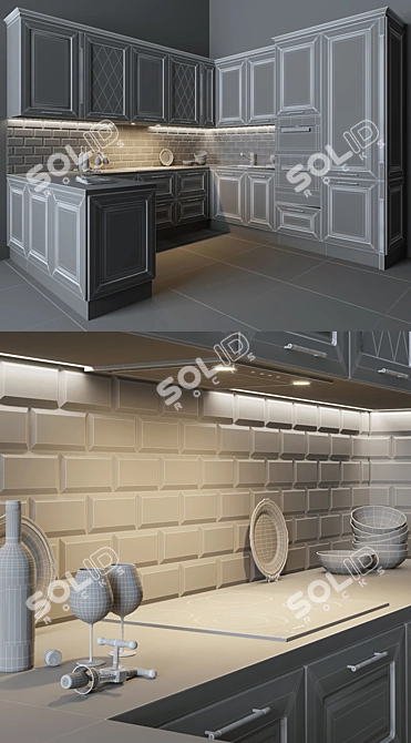 Modern Classic Kitchen Set - Evita Iolanta 3D model image 3