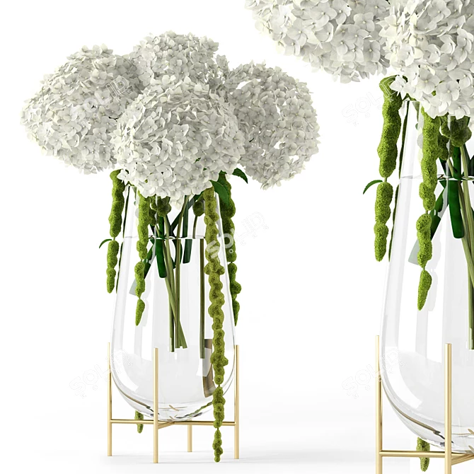 Realistic Amaranthus and Hydrangea in Enchasse Vase 3D model image 1