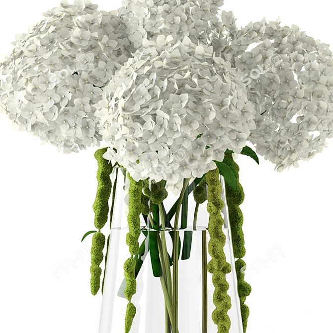Realistic Amaranthus and Hydrangea in Enchasse Vase 3D model image 2