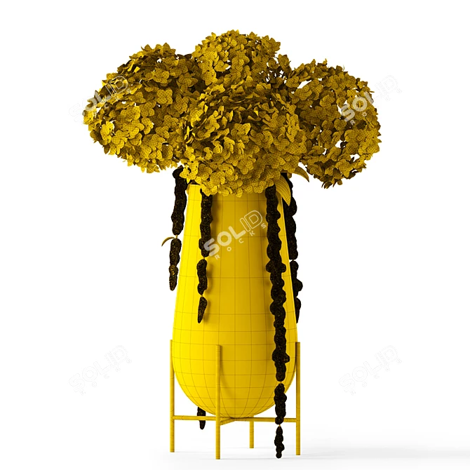 Realistic Amaranthus and Hydrangea in Enchasse Vase 3D model image 3