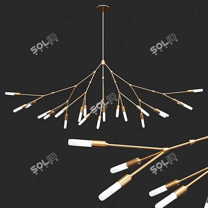 Nature-inspired Branch Chandelier 3D model image 1