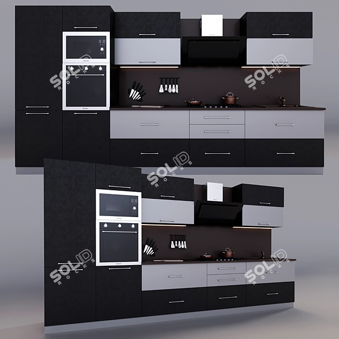 MIX_MONDELUX: Sleek & Efficient Kitchen Design 3D model image 1