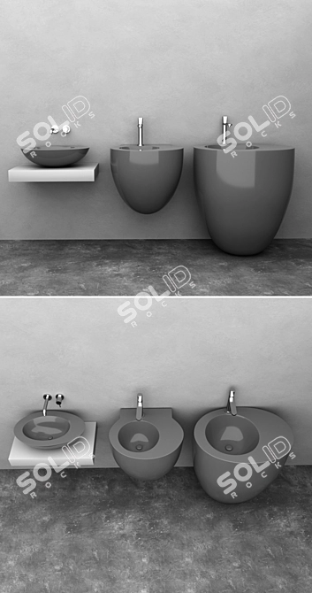 Elegant Ceramica Cielo Washbasin 3D model image 2