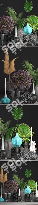 Tropical Reed Bouquet with Tulips 3D model image 2