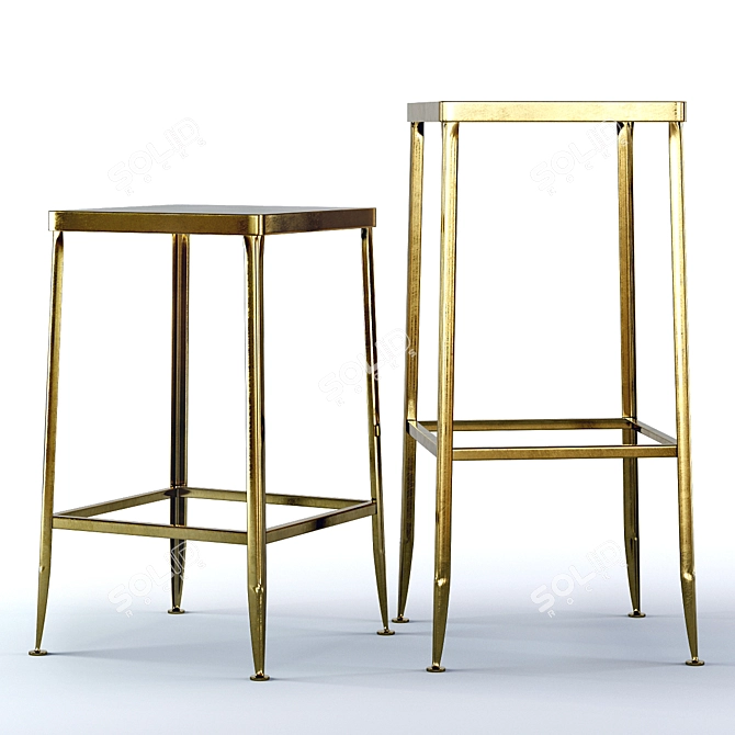 Elegant Flint Gold Bar Stools 3D model image 1