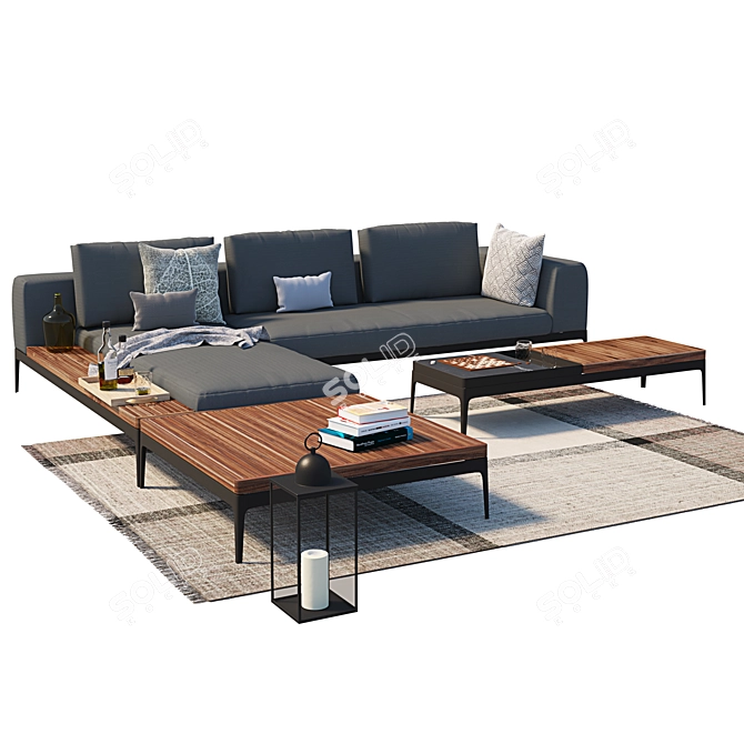 Grid Lounge: Spacious and Stylish 3D model image 1
