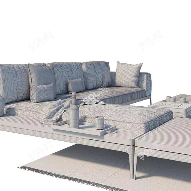 Grid Lounge: Spacious and Stylish 3D model image 3