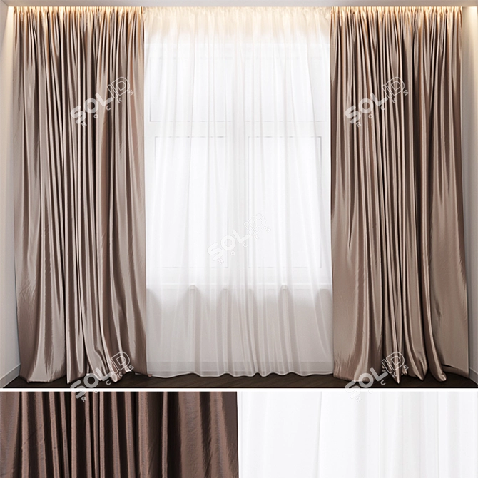 Elegant Window Curtains 3D model image 1